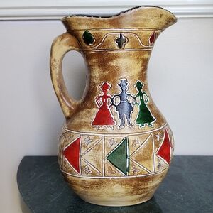 Rustic Playing Card Suits Martini Stoneware Pitcher Jug Heart Club Diamond Spade